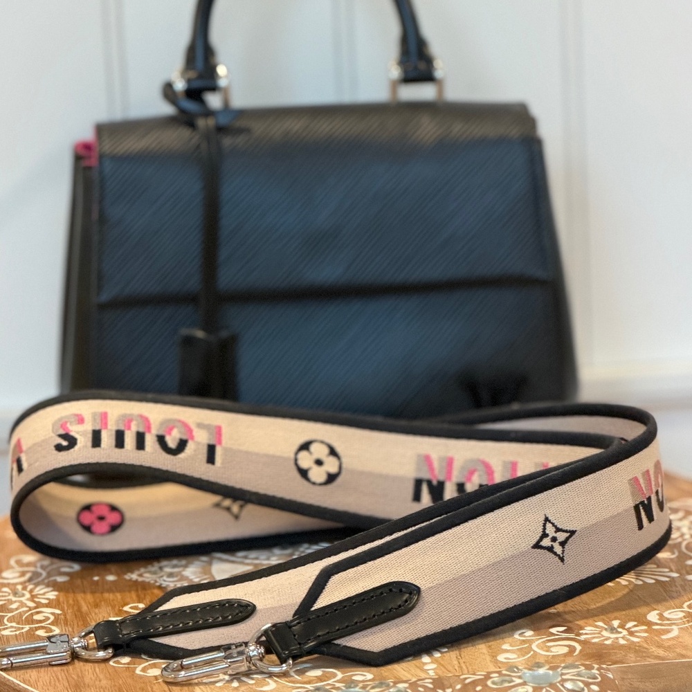 Louis Vuitton Cluny Mini Handbag Black with Jacquard Strap